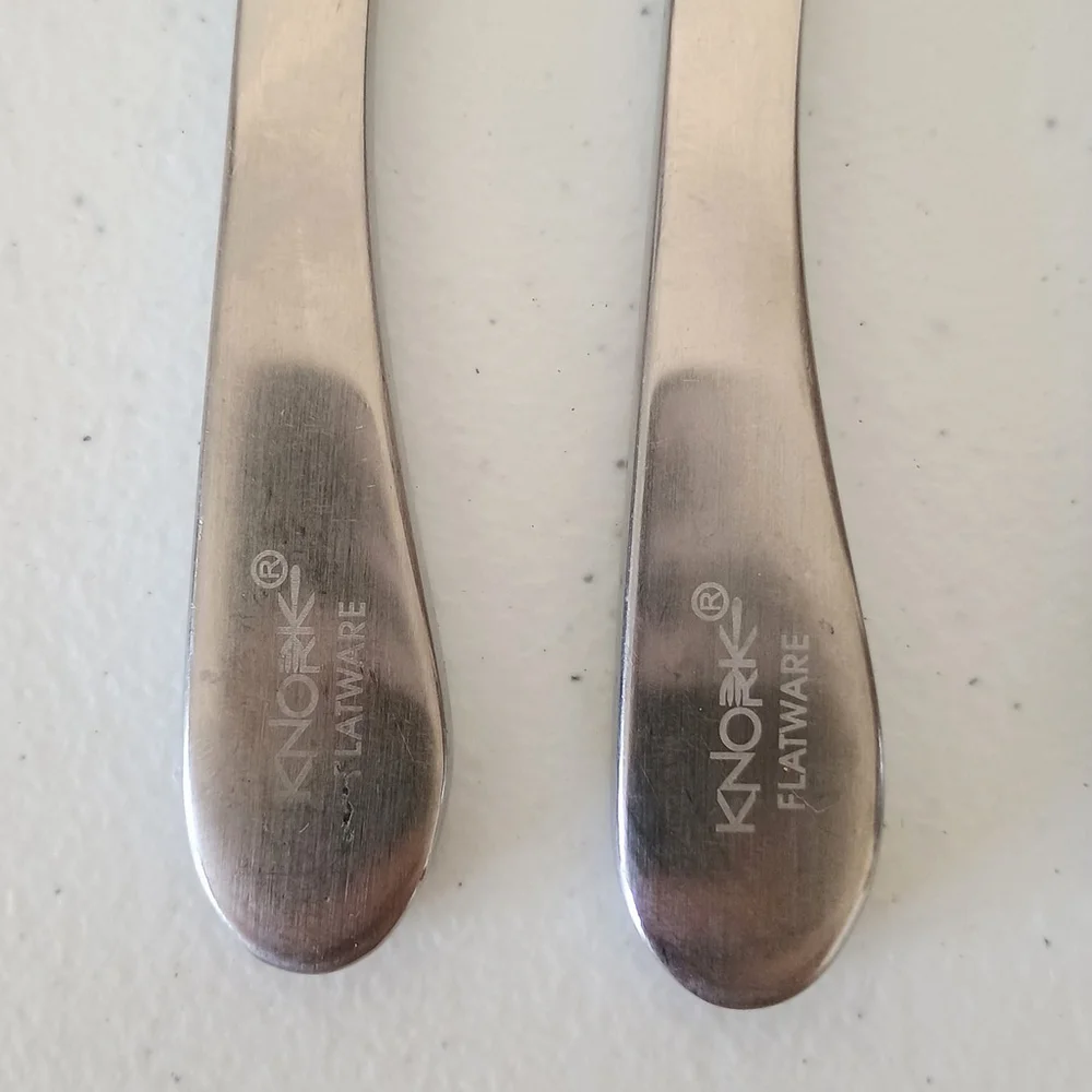 6 Pc Knork Stainless Flatware 2 Knives 1 Dinner Fork 3 Salad Forks